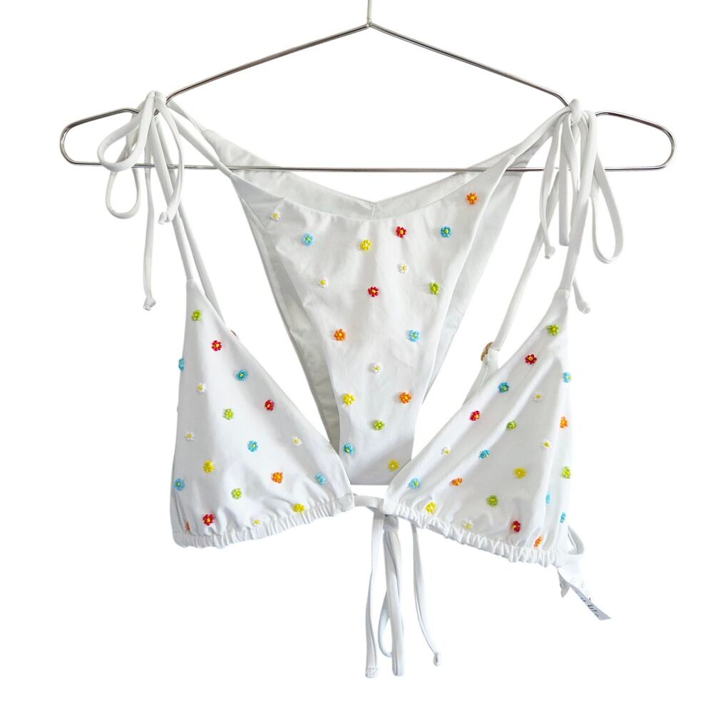 L*Space Brittany Bikini Top (Large) & Lennox Bikini Bottom (XS) Beaded Daisies